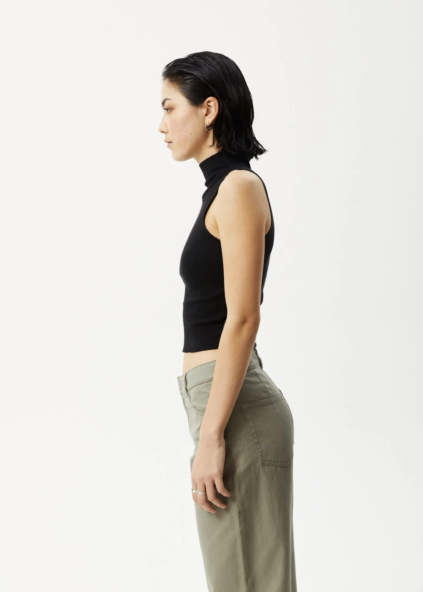 AFENDS Womens Iconic - Rib High Neck Tank - Black sold by Afends product image thumbnail 4