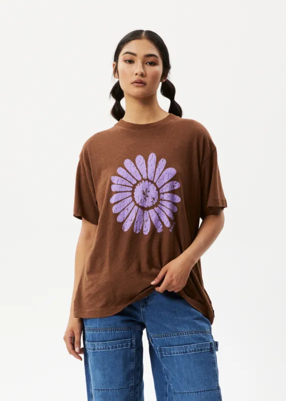 AFENDS Womens Daisy Slay - Oversized Graphic T-Shirt - Toffee sold by Afends