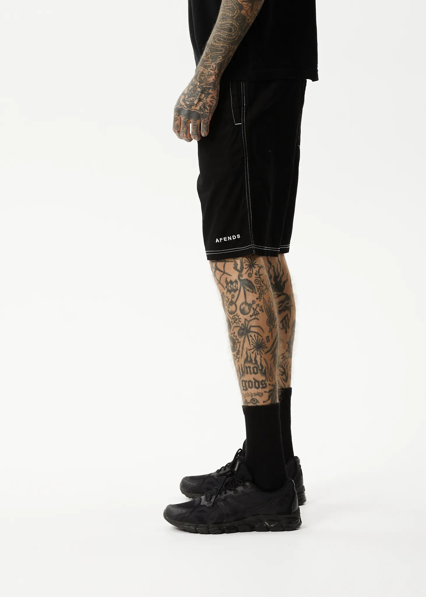 AFENDS Mens Ninety Eights - Baggy Elastic Waist Shorts - Black sold by Afends product image thumbnail 5