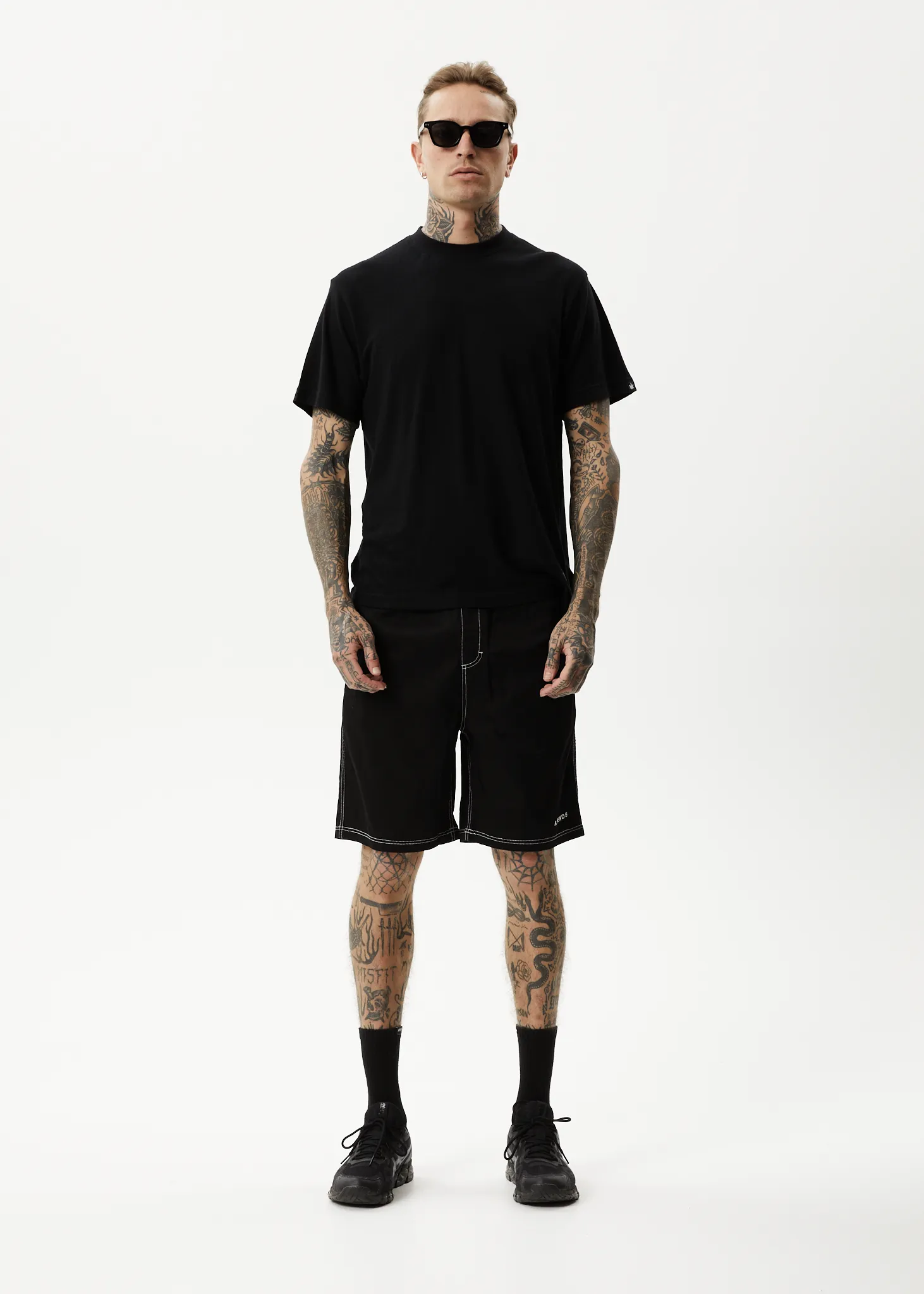 AFENDS Mens Ninety Eights - Baggy Elastic Waist Shorts - Black sold by Afends product image thumbnail 2