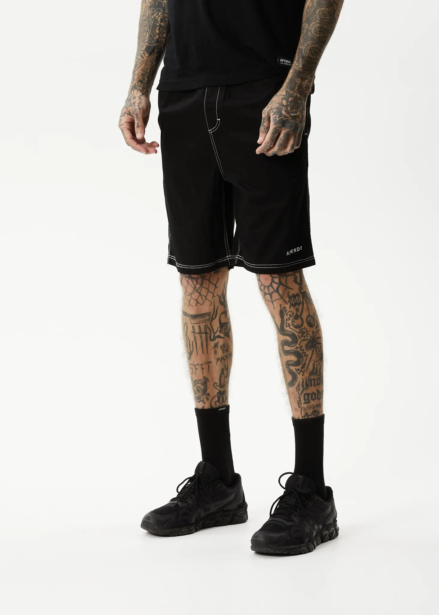 AFENDS Mens Ninety Eights - Baggy Elastic Waist Shorts - Black sold by Afends product image thumbnail 4