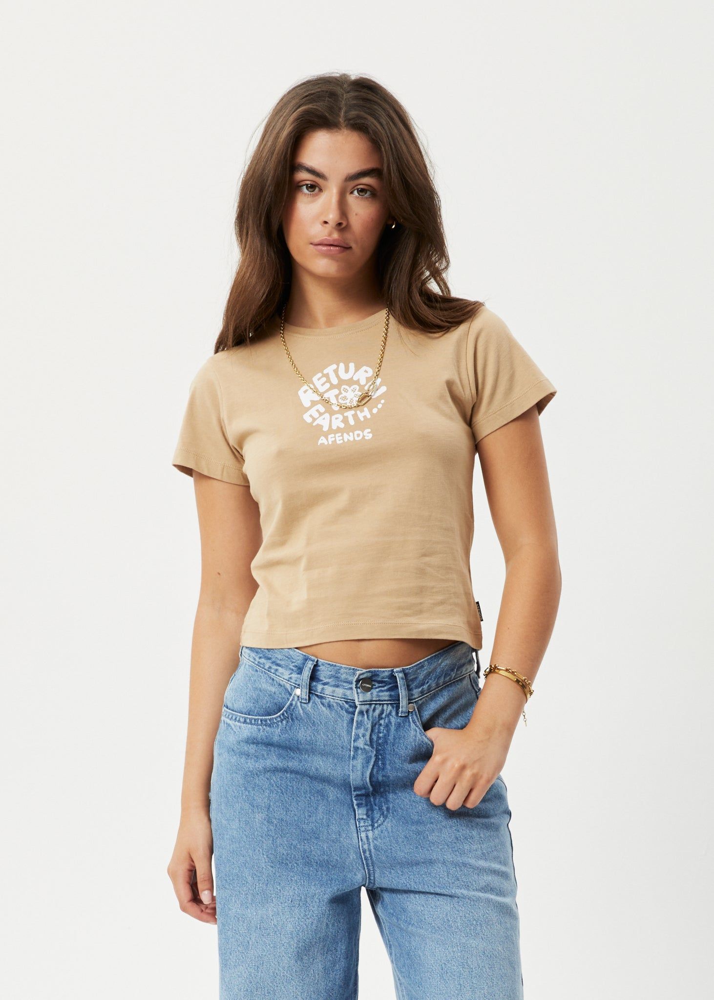Afends Womens Taylor - Recycled Baby T-Shirt - Tan sold by Afends