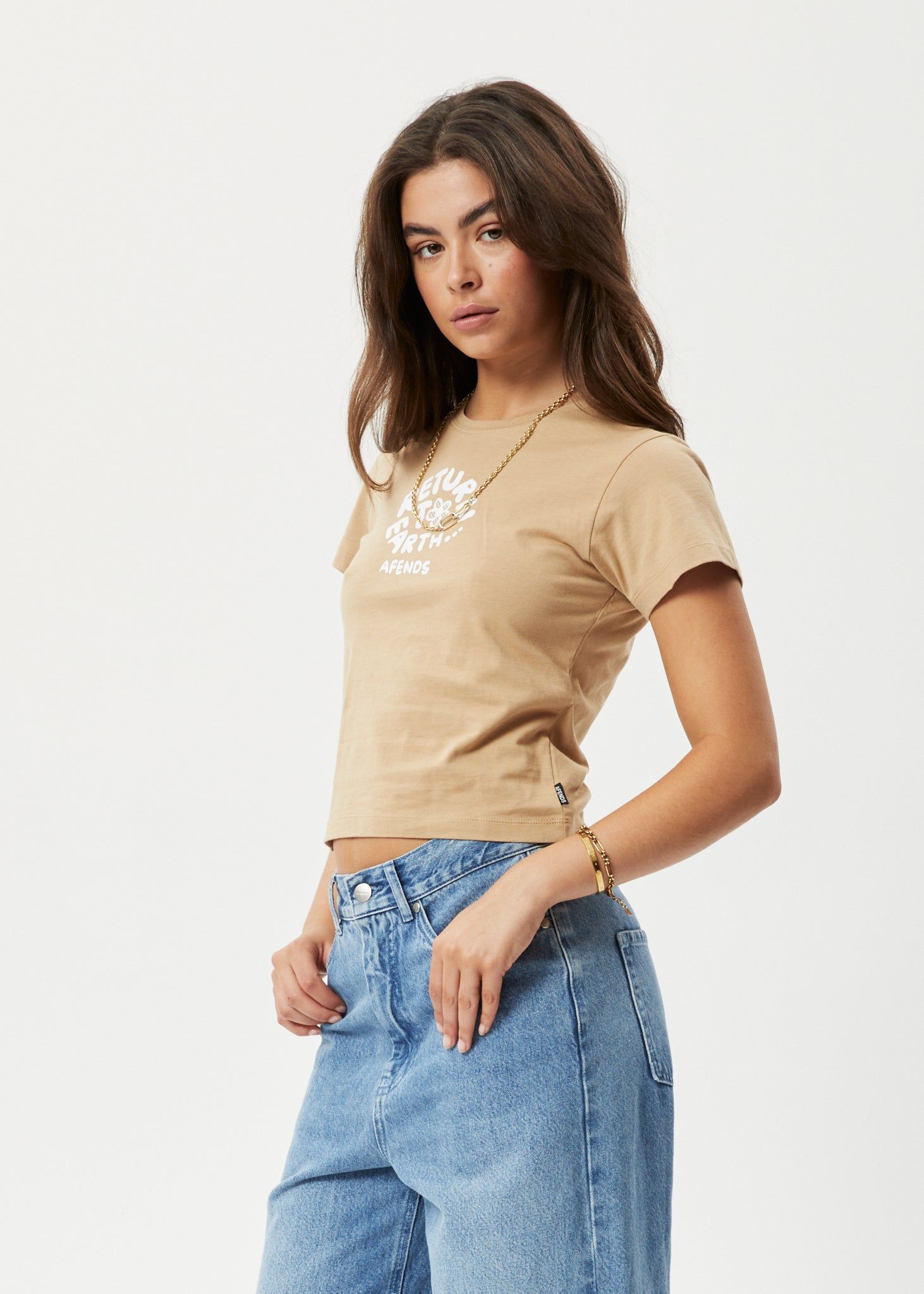 Afends Womens Taylor - Recycled Baby T-Shirt - Tan sold by Afends product image thumbnail 4