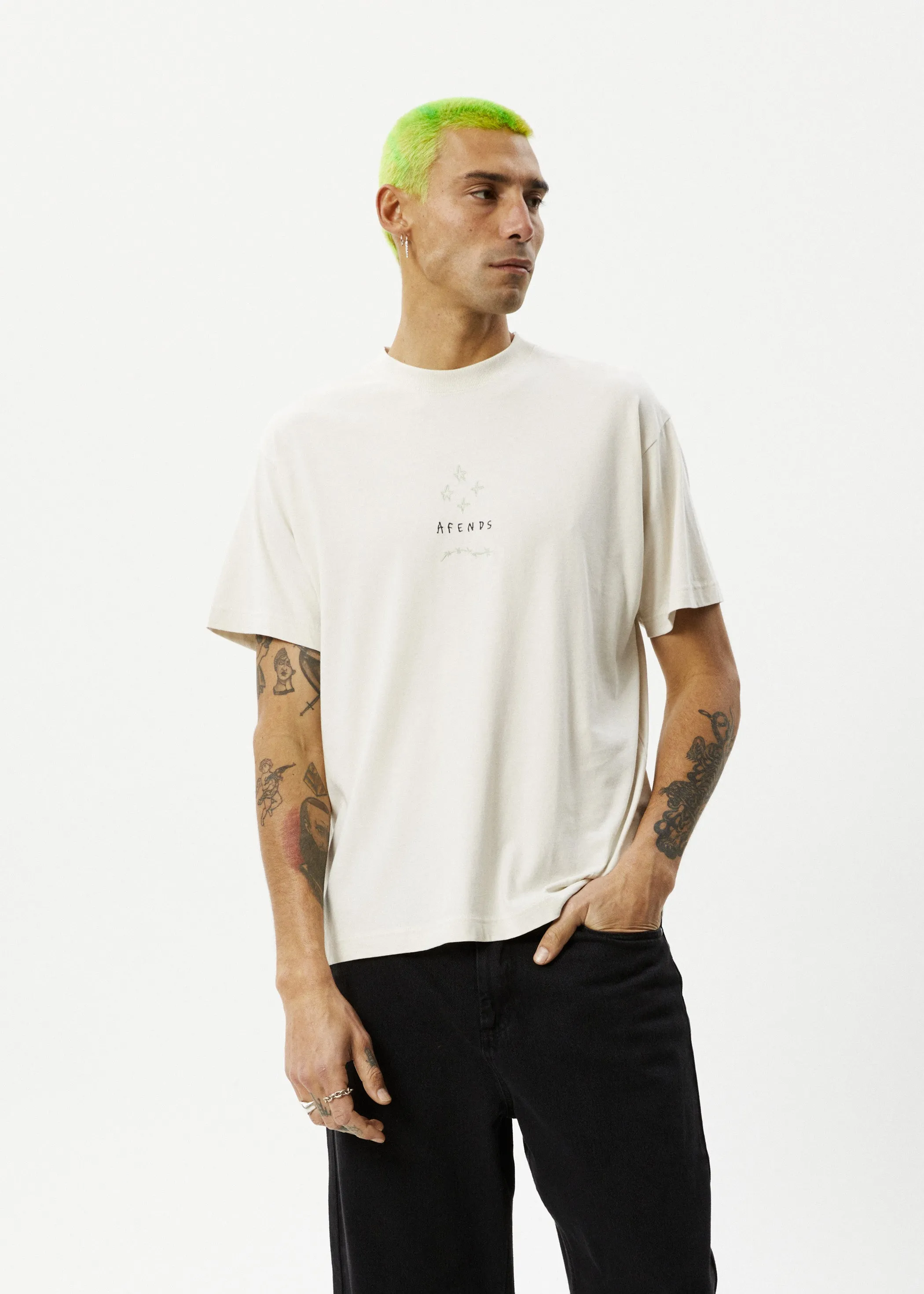 AFENDS Mens Star - Boxy Fit Tee - Moonbeam sold by Afends product image thumbnail 4