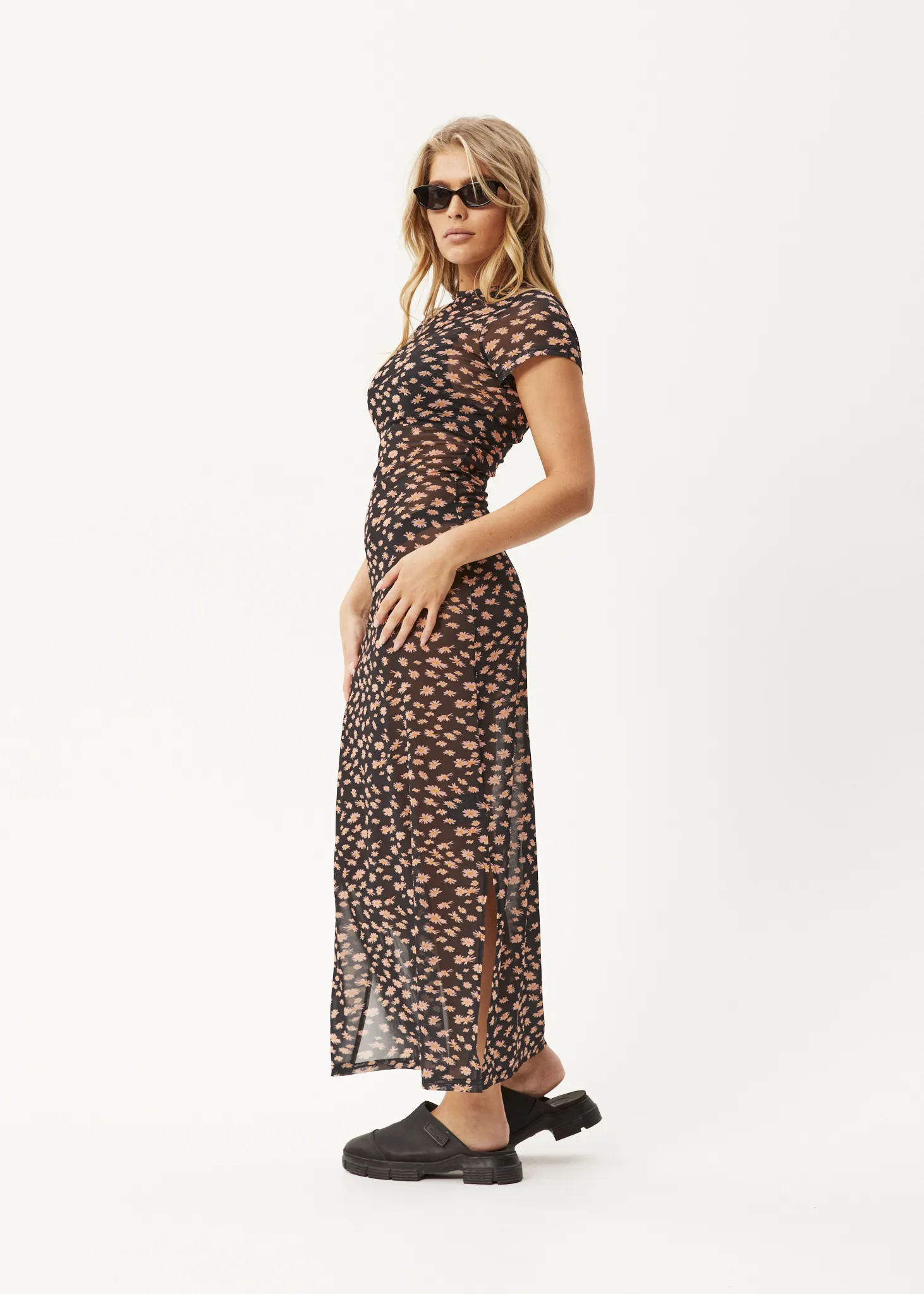AFENDS Womens Hazey - Sheer Maxi Dress - Black Floral sold by Afends product image thumbnail 2