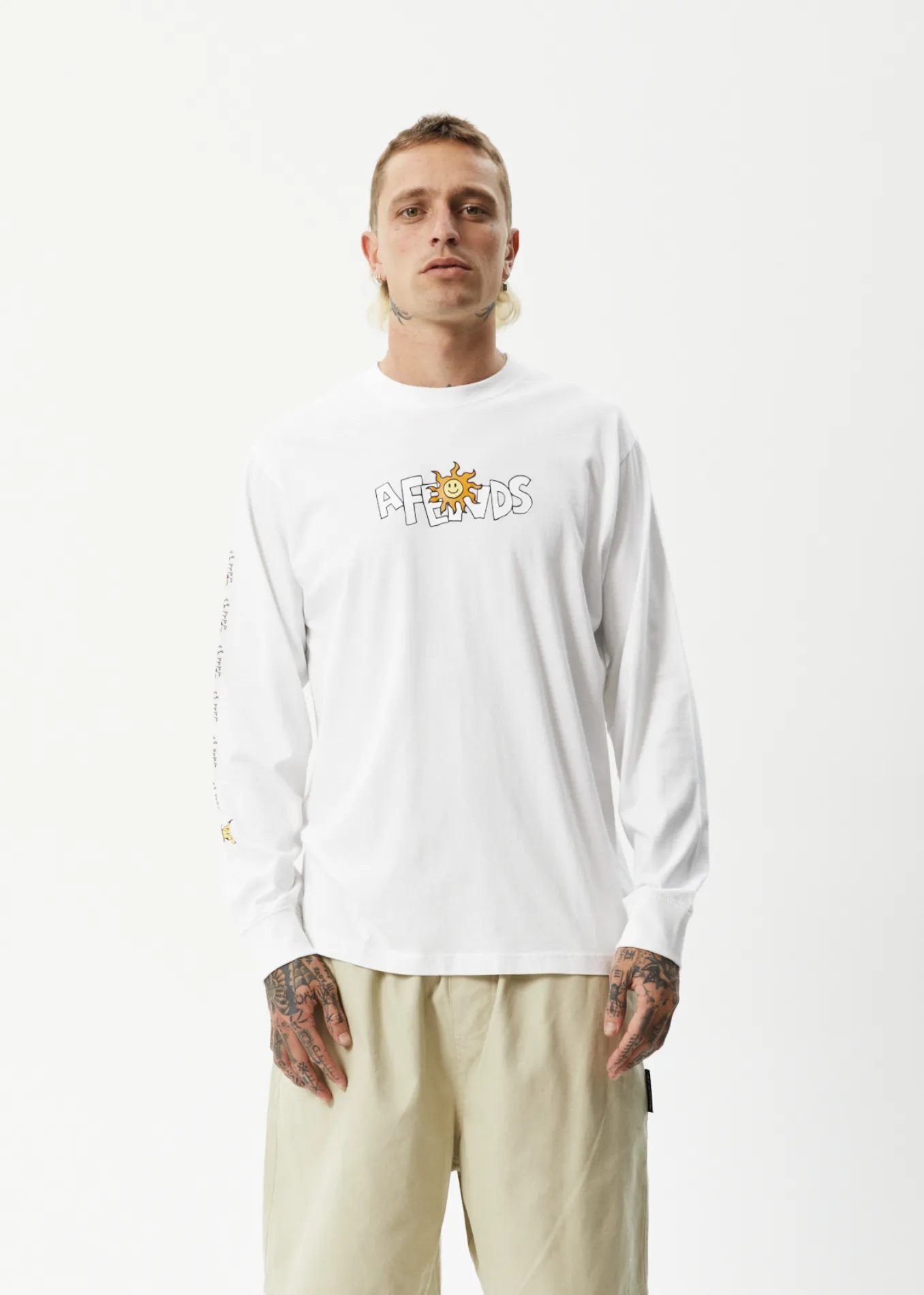 AFENDS Mens Sunshine - Long Sleeve Graphic T-Shirt - White sold by Afends product image thumbnail 3
