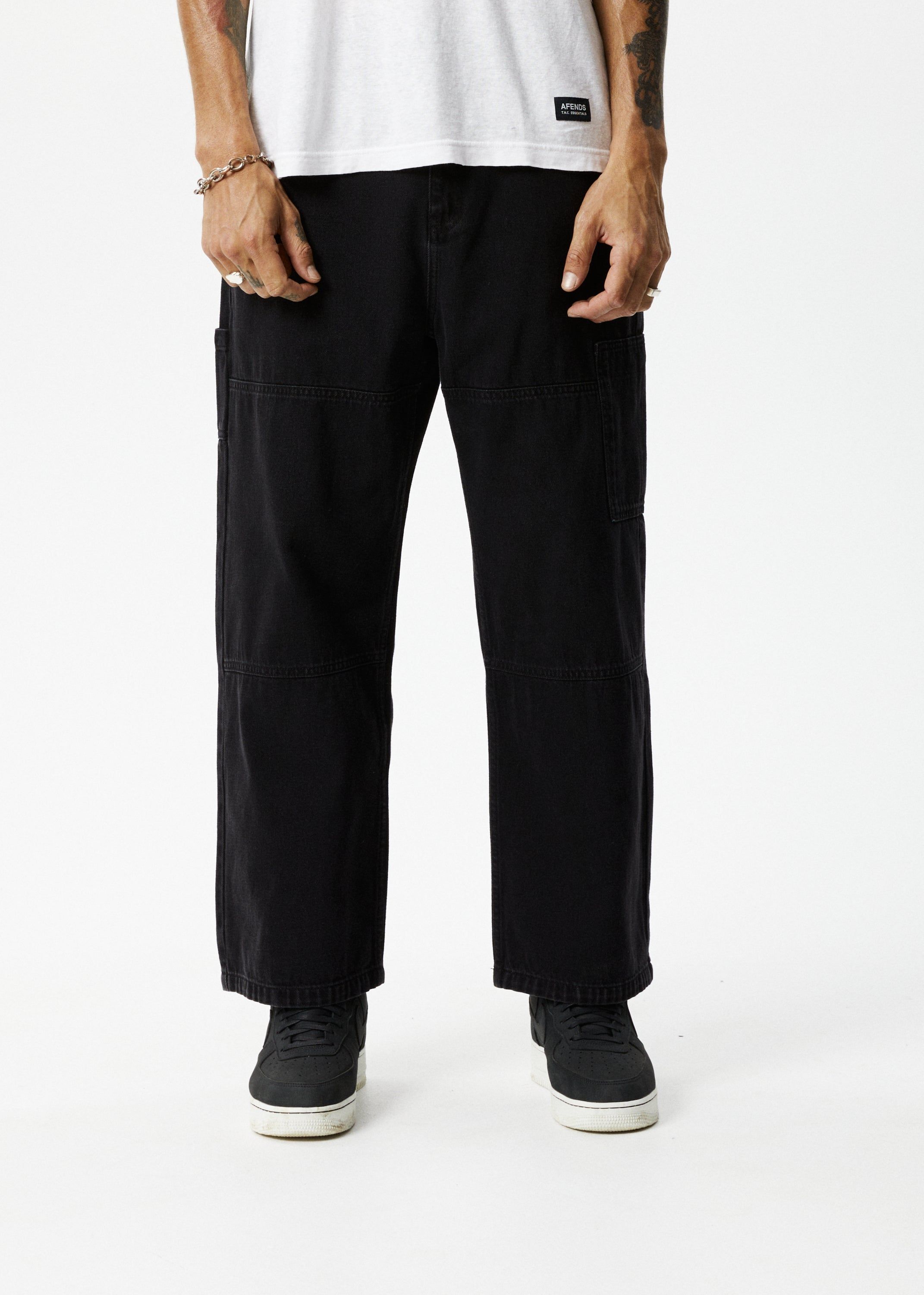 Afends Mens Richmond - Organic Denim Baggy Workwear Jeans - Washed Black sold by Afends product image thumbnail 2