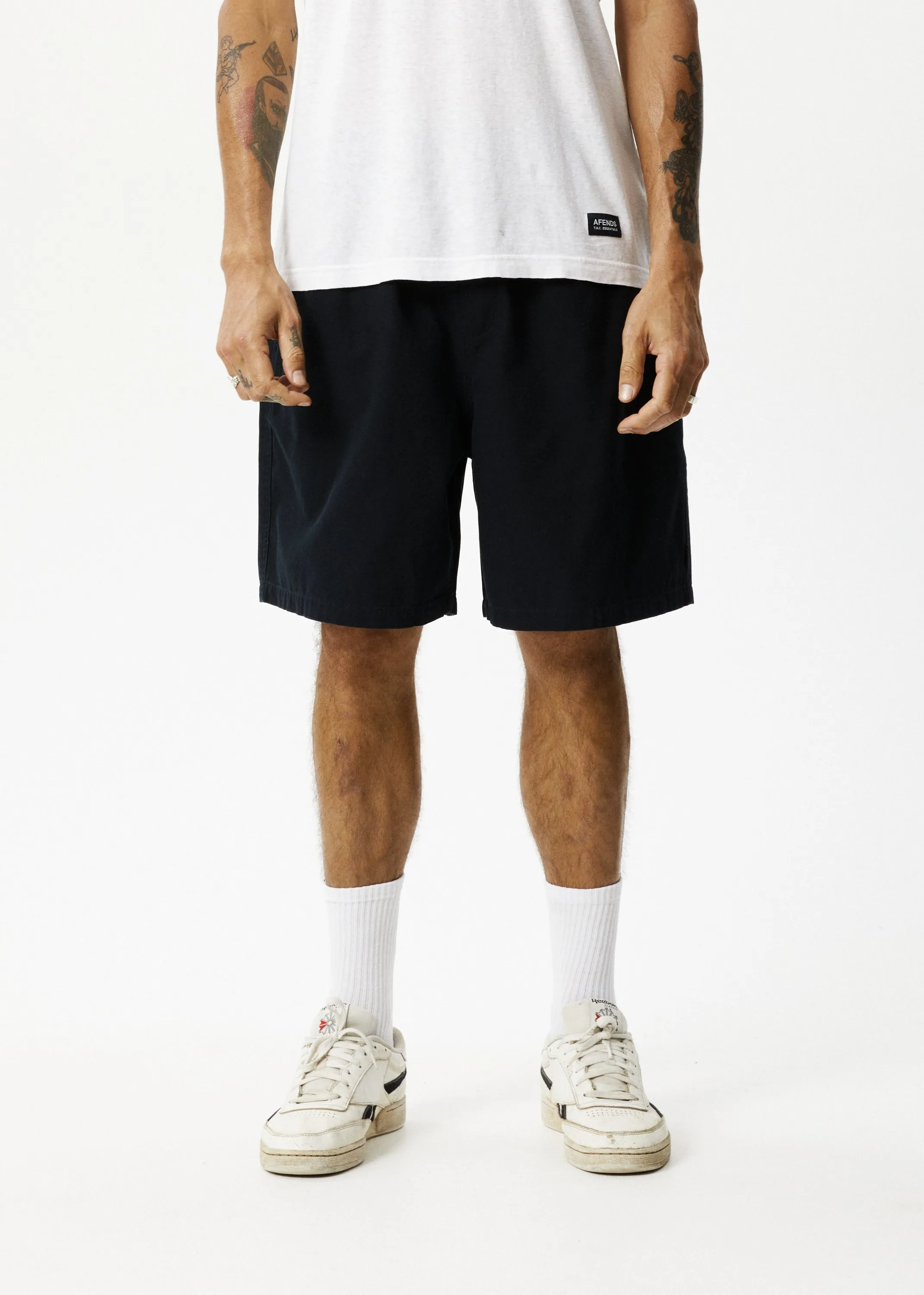 AFENDS Mens Ninety Eights - Baggy Elastic Waist Shorts - Black sold by Afends product image thumbnail 2