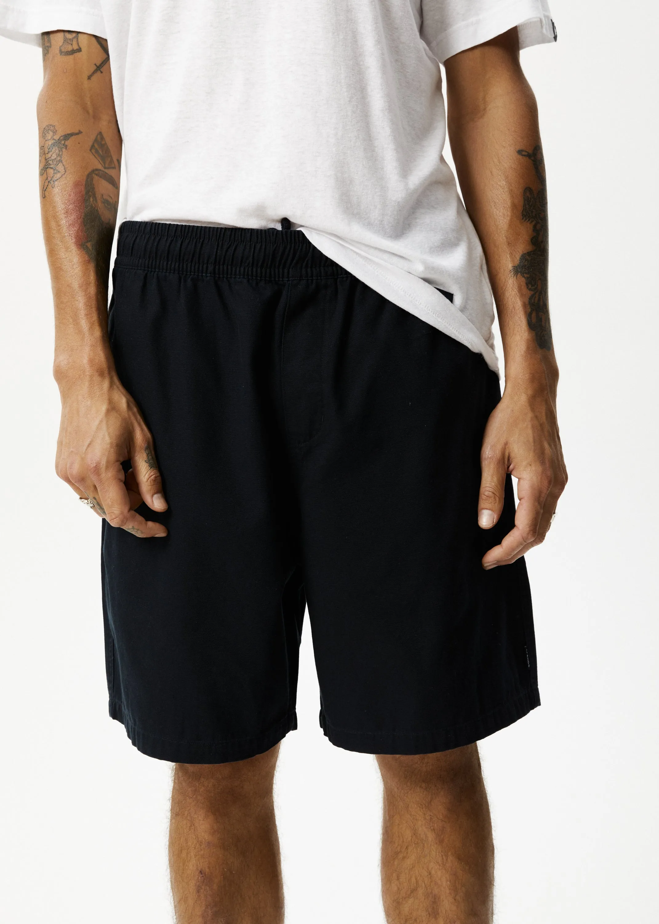 AFENDS Mens Ninety Eights - Baggy Elastic Waist Shorts - Black sold by Afends product image thumbnail 5