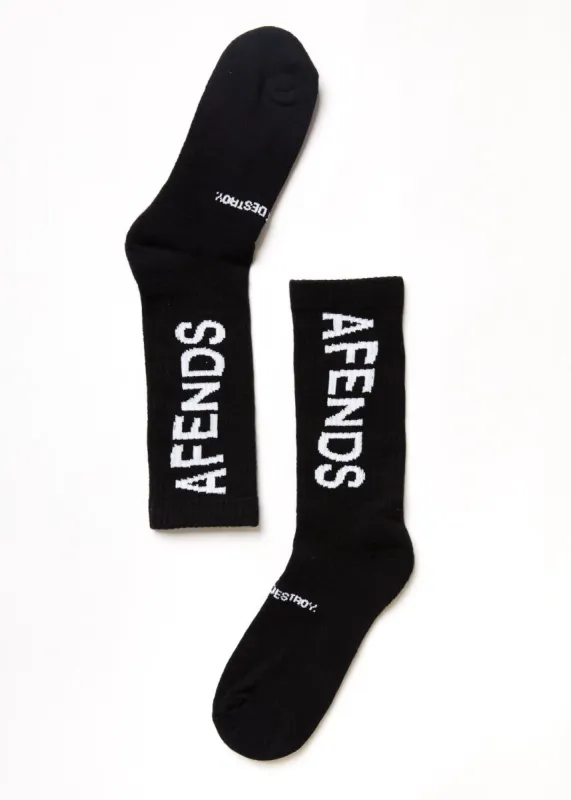Afends Unisex Spaced Out - Recycled Crew Socks - Black sold by Afends