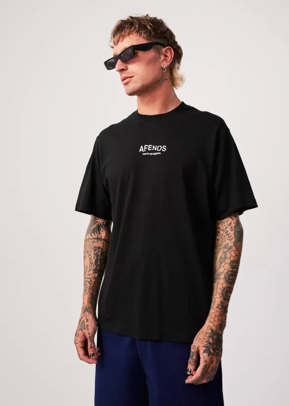 Afends Mens Spaced - Recycled Retro T-Shirt - Black sold by Afends