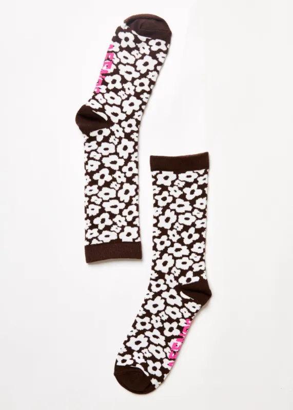 Afends Unisex Alohaz - Recycled Crew Socks - Coffee sold by Afends