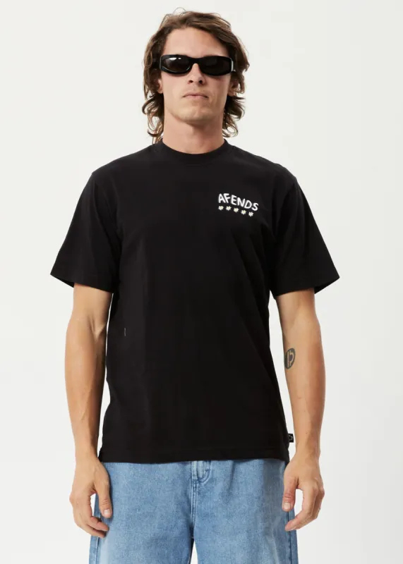 Afends Mens Flowers - Recycled Oversized T-Shirt - Black sold by Afends