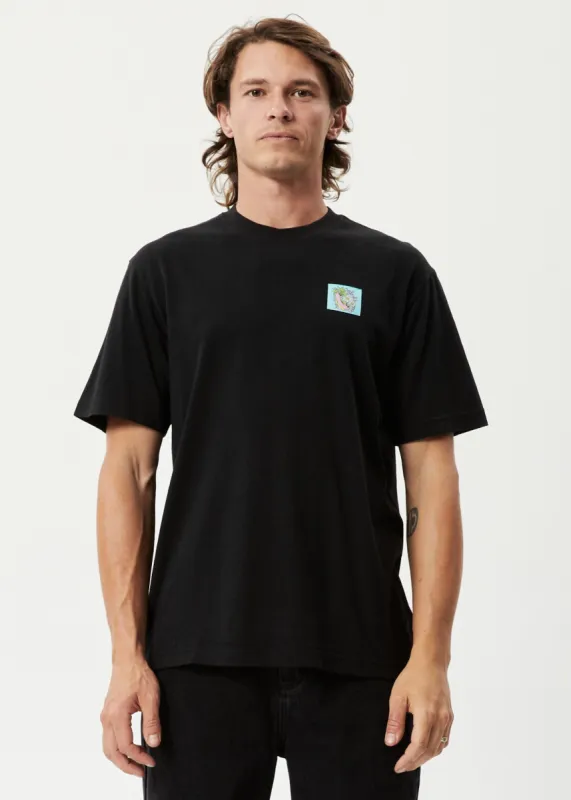 Afends Mens Connection - Hemp Retro Graphic T-Shirt - Black sold by Afends