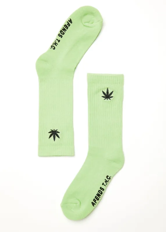 Afends Unisex Happy Hemp - Crew Socks - Lime Green sold by Afends