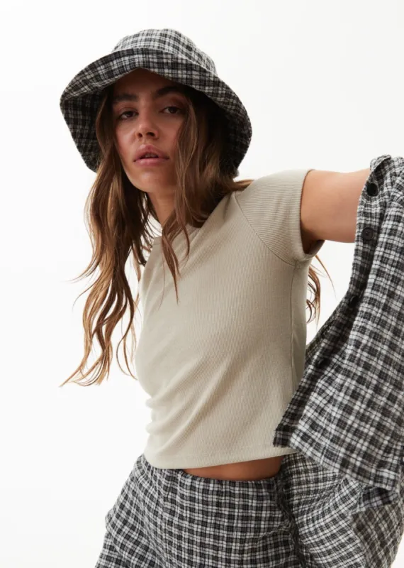 Afends Womens Faith - Hemp Ribbed T-Shirt - Cement sold by Afends