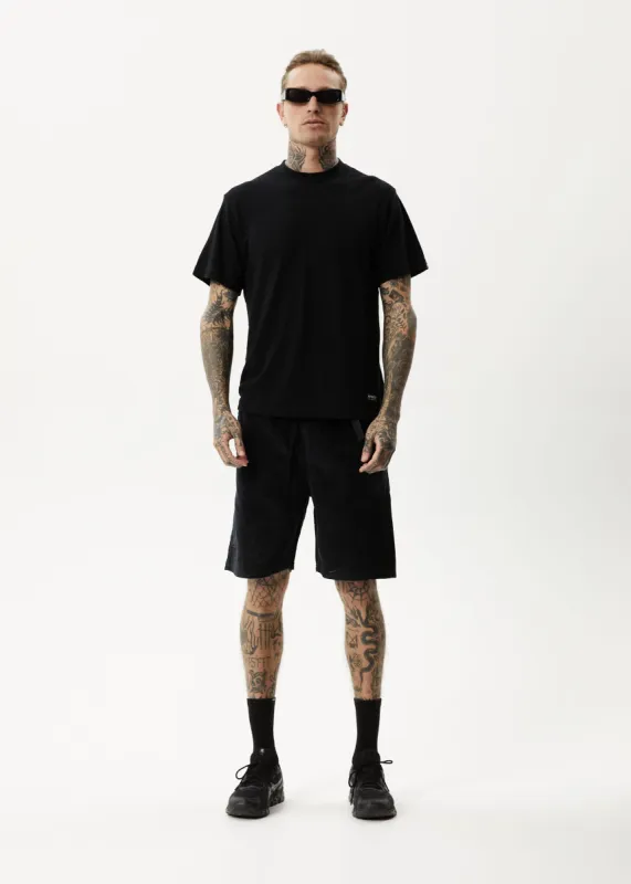 Afends Mens Asta - Hemp Corduroy Relaxed Shorts - Black sold by Afends