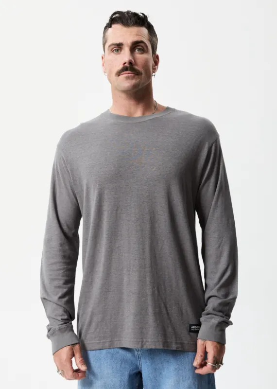 Afends Mens Essential - Hemp Retro Long Sleeve T-Shirt - Steel sold by Afends