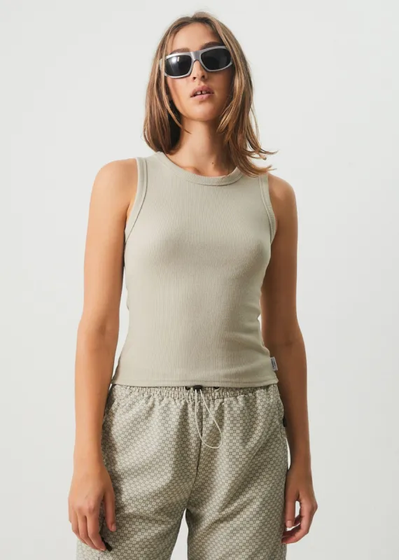 Afends Womens Milla - Hemp Ribbed Singlet - Cement sold by Afends
