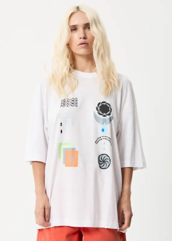 Afends Womens Euphoria - Hemp Oversized Graphic T-Shirt - White sold by Afends