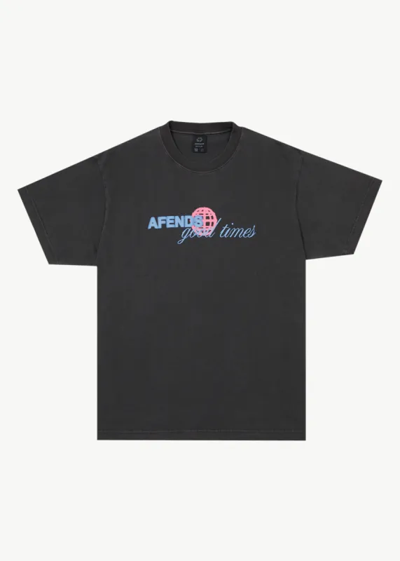 AFENDS Mens Good Times - Graphic Boxy T-Shirt - Stone Black sold by Afends