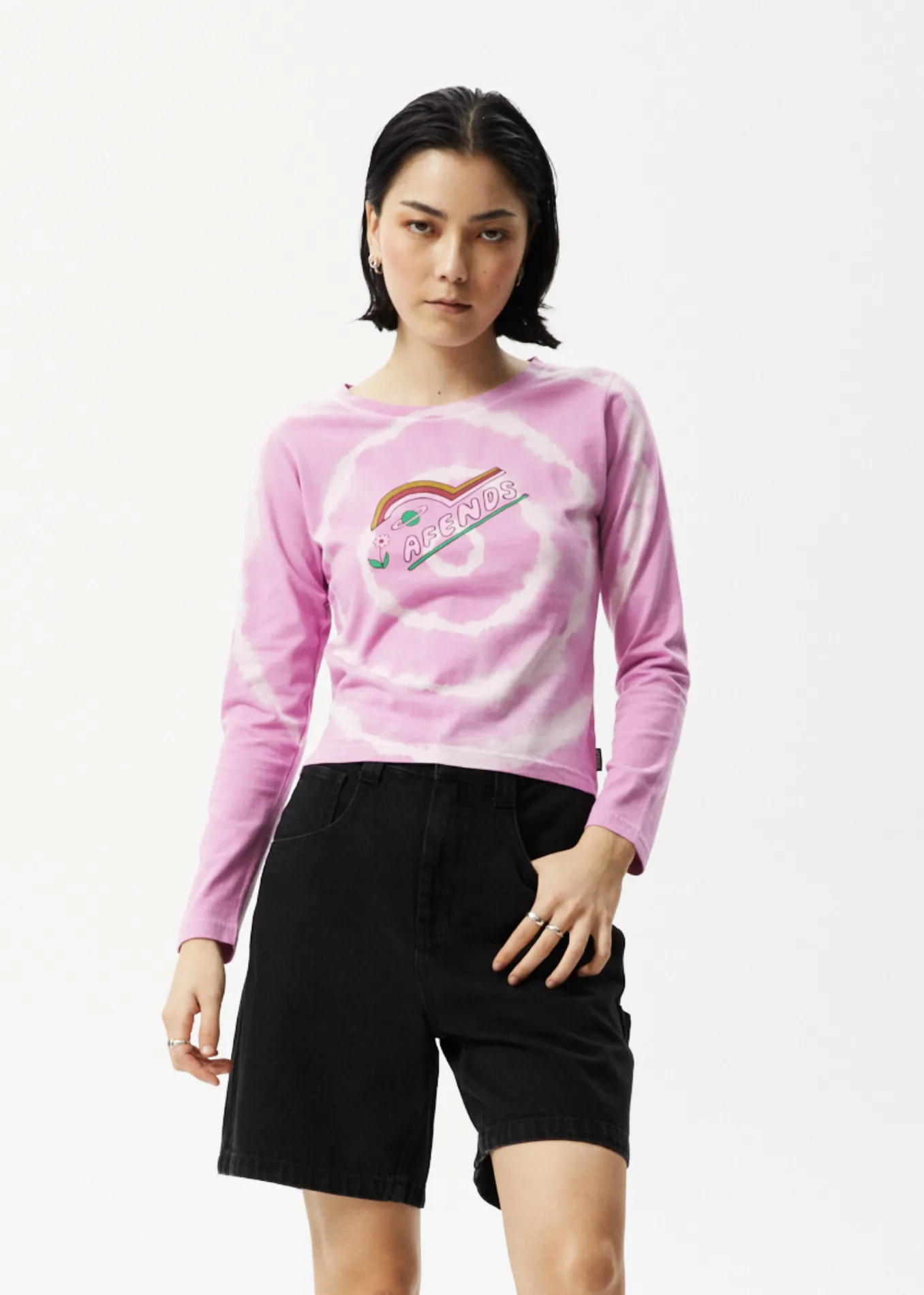 AFENDS Womens Day Dream - Long Sleeve Tie Dye Graphic T-Shirt - Candy sold by Afends