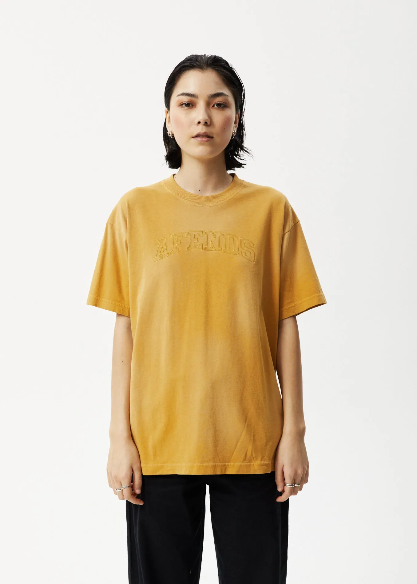 AFENDS Unlimited - Boxy Logo T-Shirt - Worn Mustard sold by Afends product image thumbnail 2