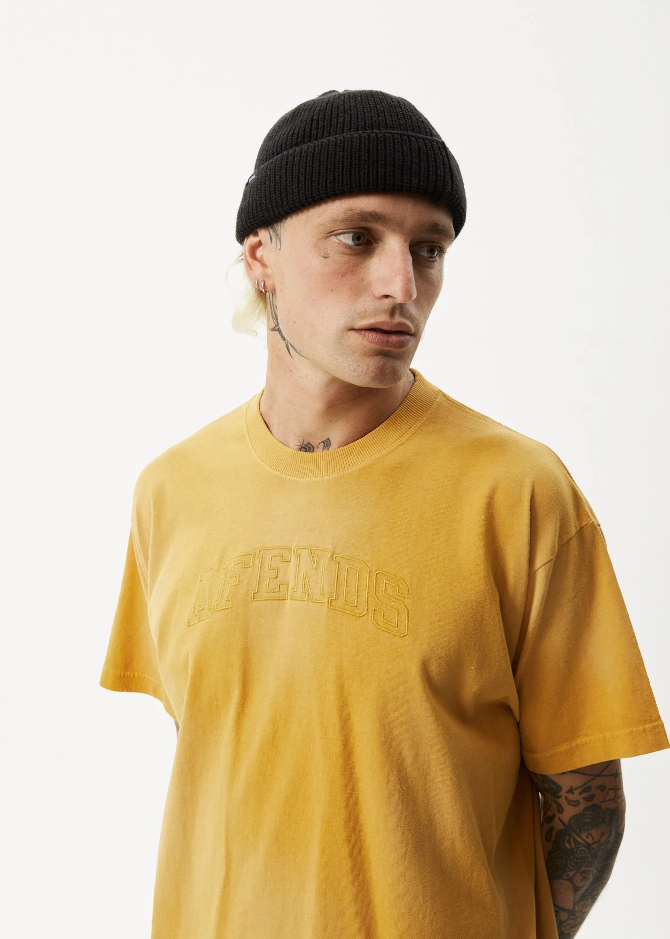 AFENDS Unlimited - Boxy Logo T-Shirt - Worn Mustard sold by Afends product image thumbnail 3