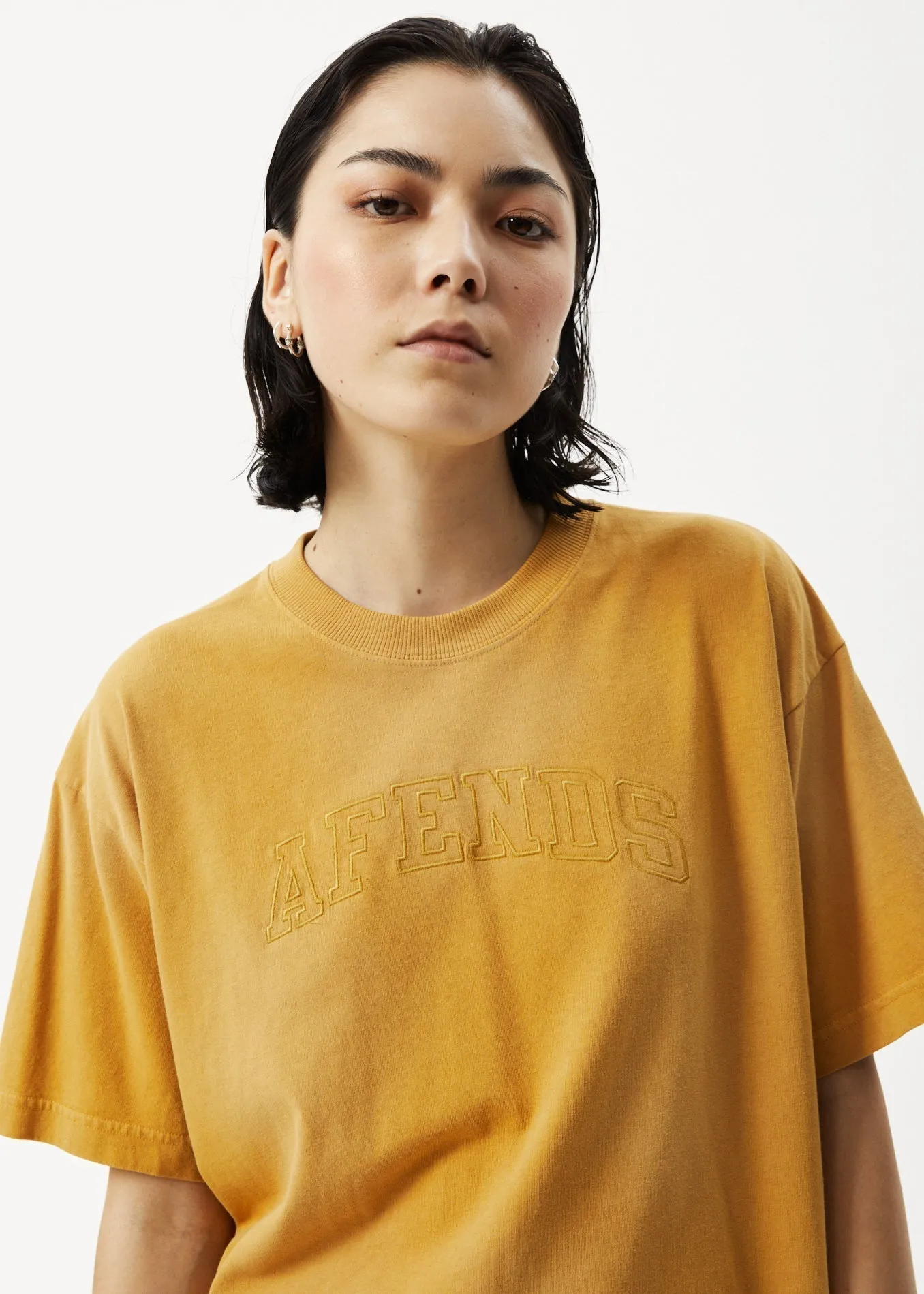 AFENDS Unlimited - Boxy Logo T-Shirt - Worn Mustard sold by Afends product image thumbnail 4