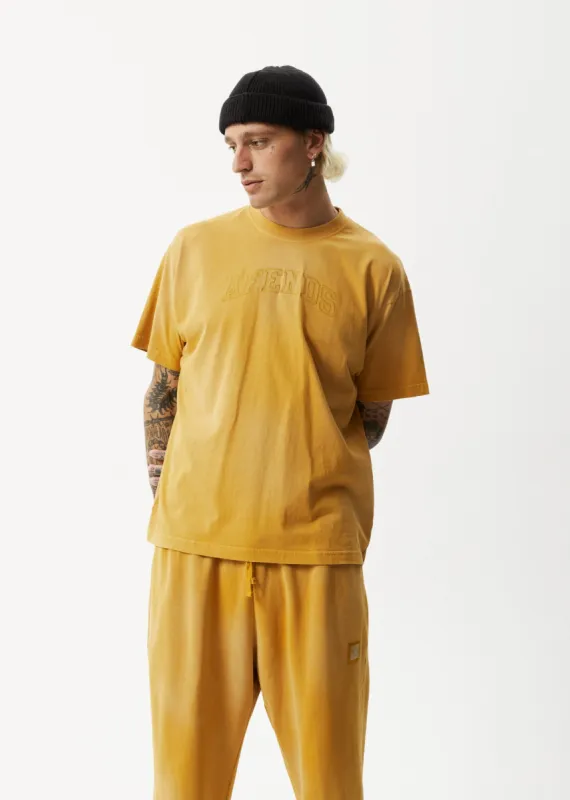 AFENDS Unlimited - Boxy Logo T-Shirt - Worn Mustard sold by Afends