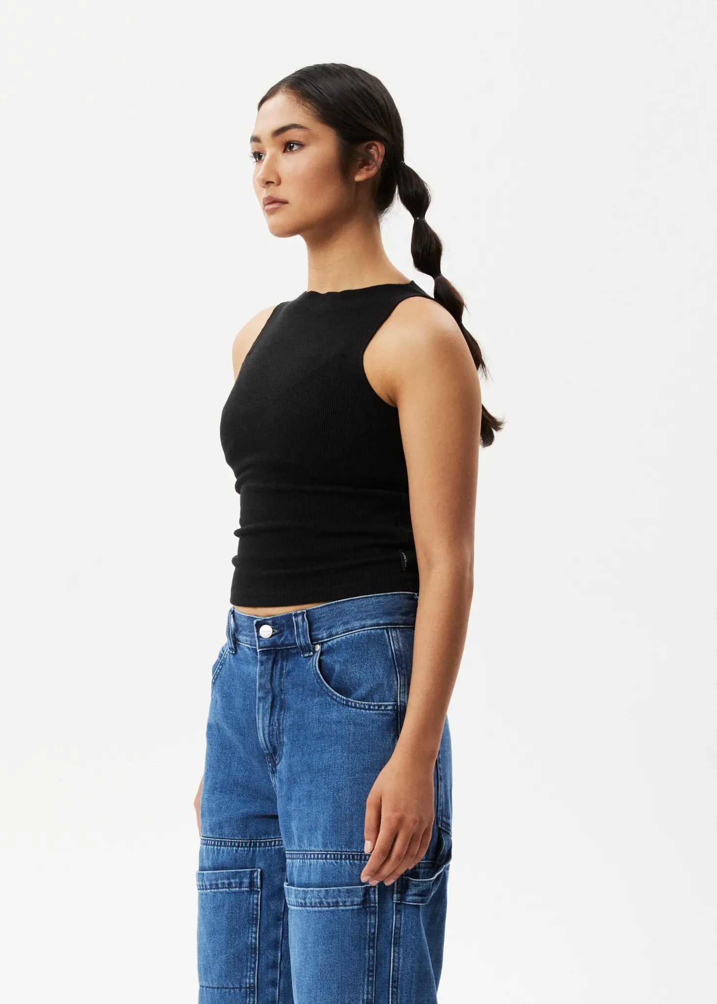 AFENDS Womens Peony - Ribbed High Neck Tank - Black sold by Afends product image thumbnail 2