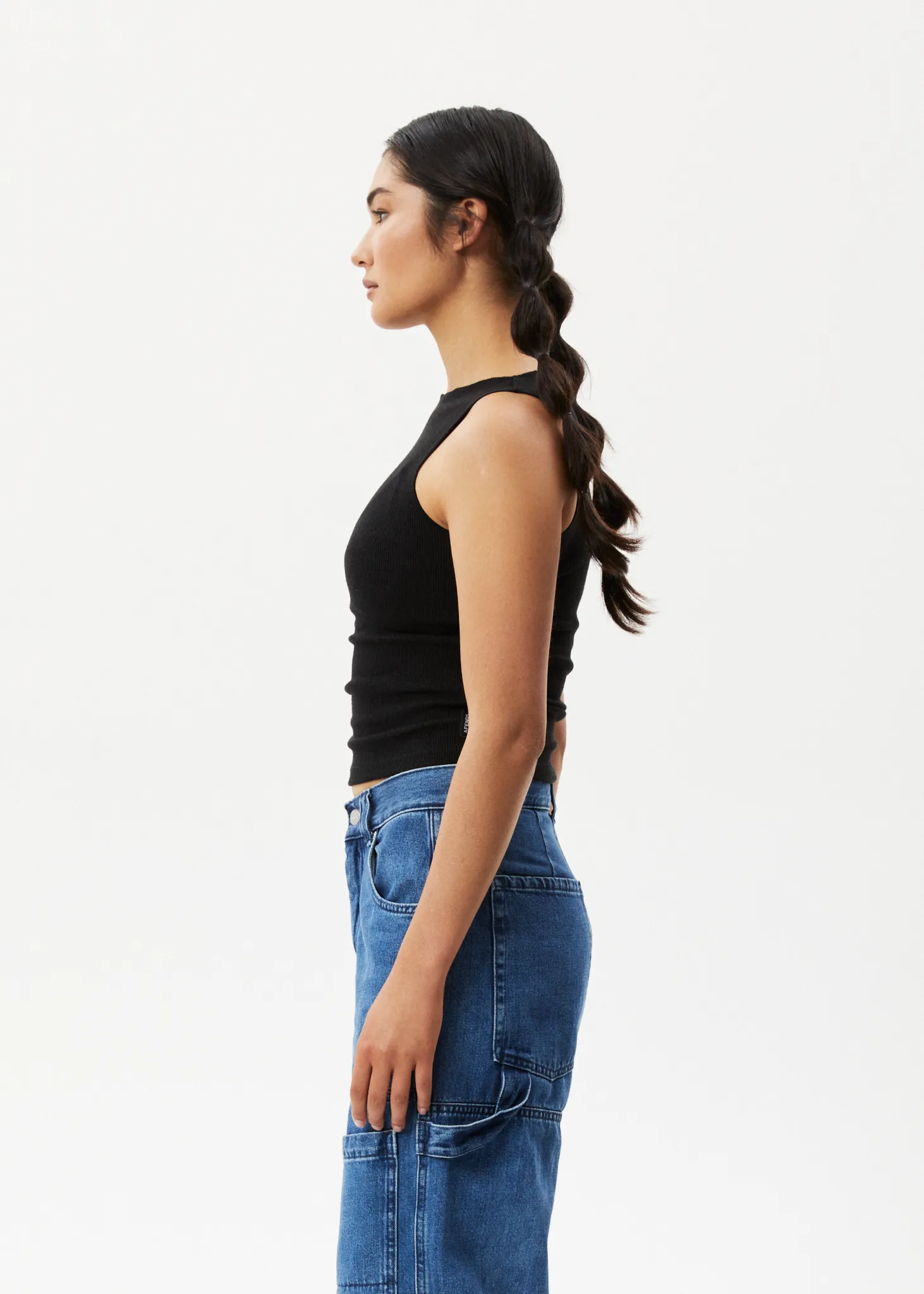 AFENDS Womens Peony - Ribbed High Neck Tank - Black sold by Afends product image thumbnail 4