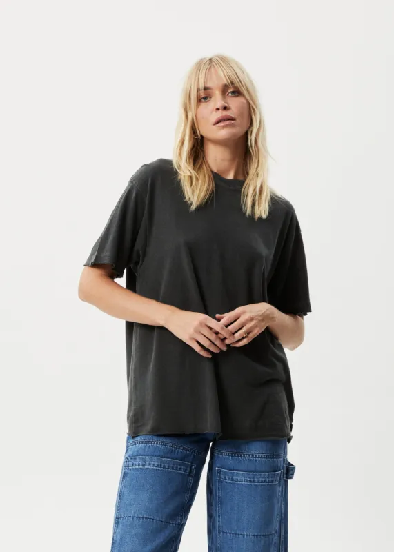 AFENDS Womens Slay - Oversized Tee - Stone Black sold by Afends