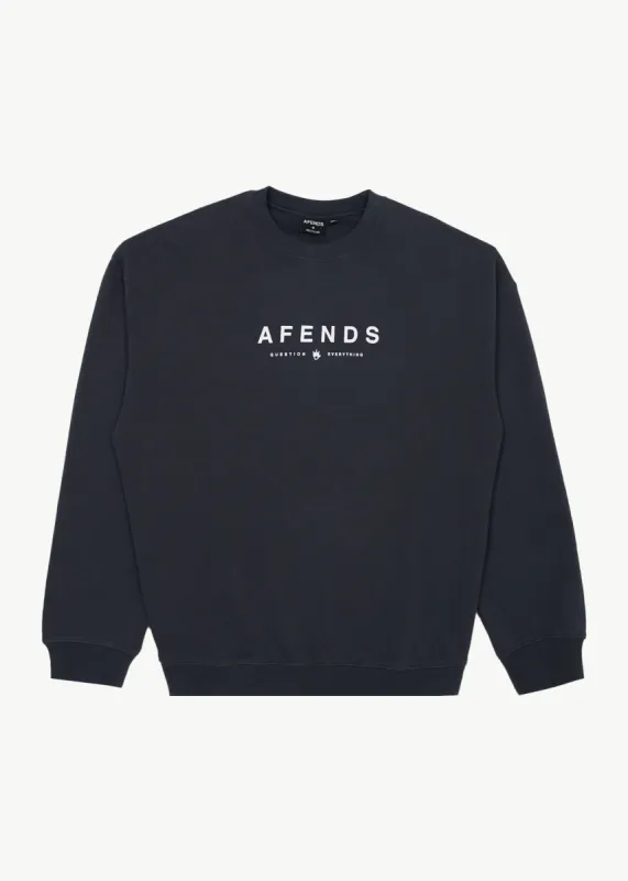 AFENDS Mens Thrown Out - Crew Neck - Charcoal sold by Afends