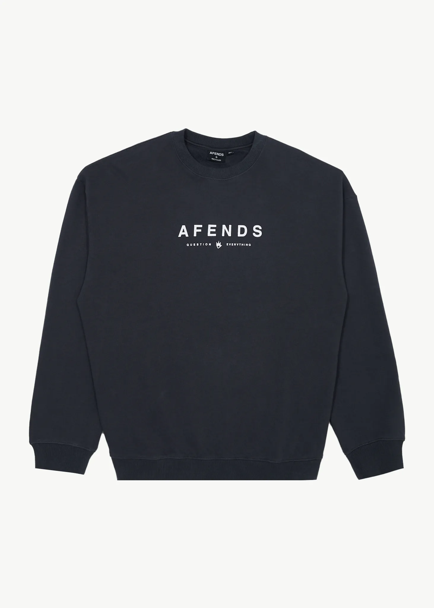 AFENDS Mens Thrown Out - Crew Neck - Charcoal sold by Afends