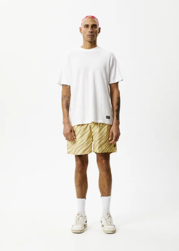 AFENDS Mens Baywatch Atmosphere - Elastic Waist Short - Butter Stripe sold by Afends