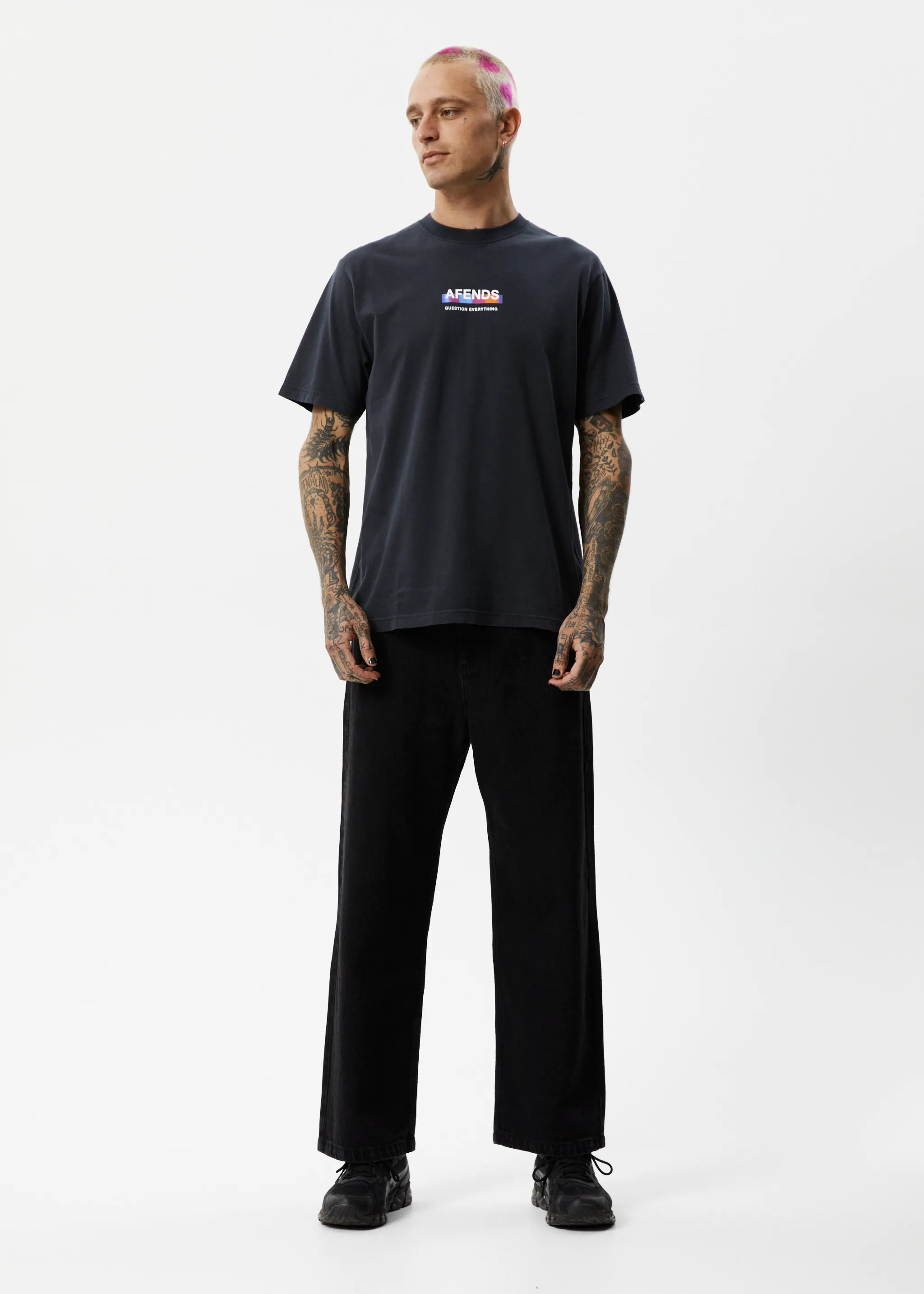 AFENDS Mens Question Everything - Retro T-Shirt - Washed Black sold by Afends product image thumbnail 3