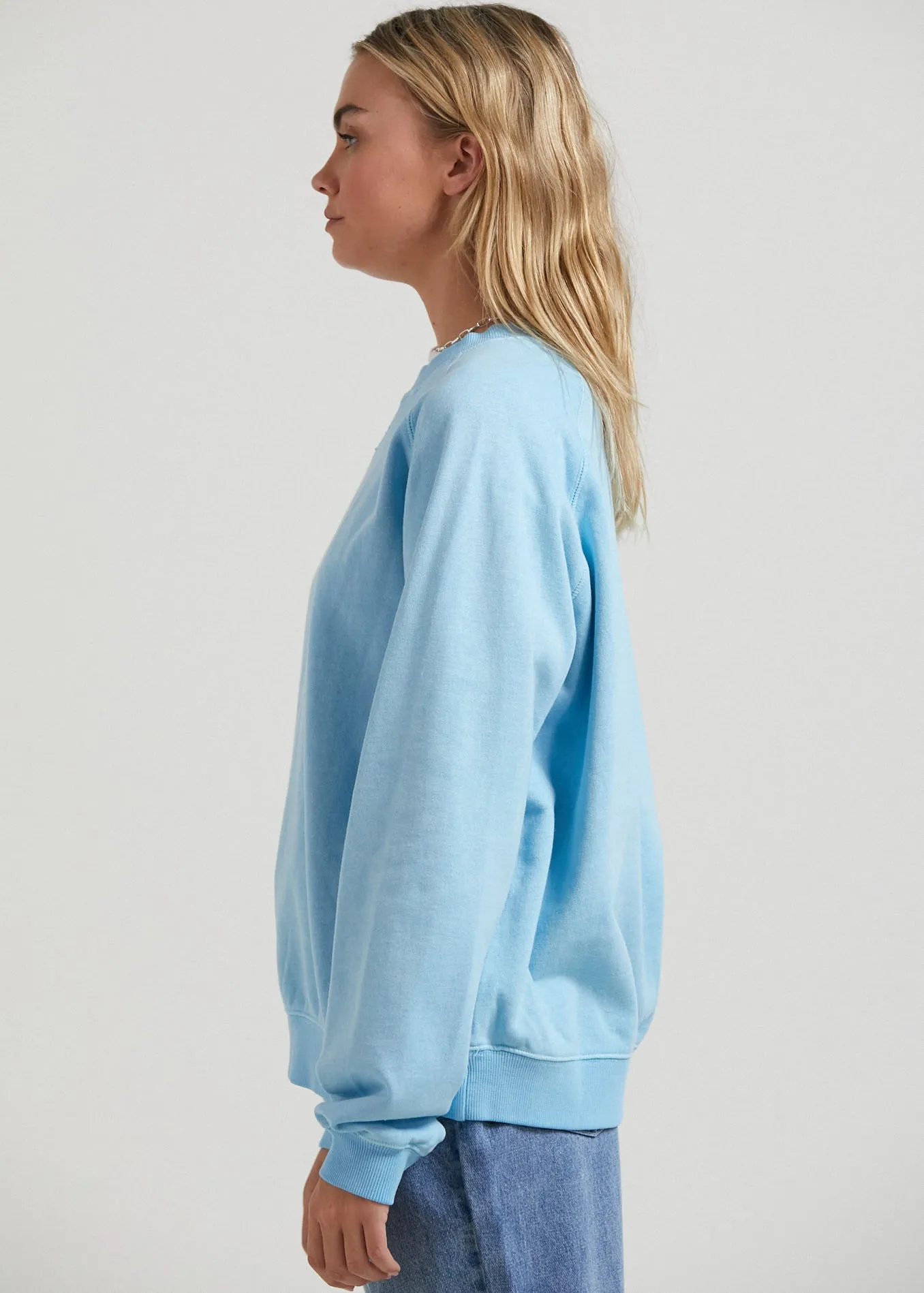 AFENDS Womens Remi - Hemp Slouchy Crew Neck Jumper - Sky Blue sold by Afends product image thumbnail 4