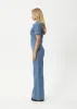 AFENDS Womens Miami - Denim Flared Jumpsuit - Worn Blue sold by Afends
