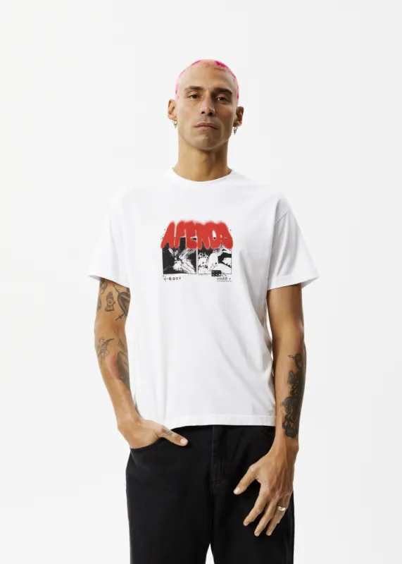 AFENDS Mens Future - Slim Fit Graphic T-Shirt - White sold by Afends