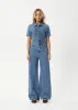 AFENDS Womens Miami - Denim Flared Jumpsuit - Worn Blue sold by Afends
