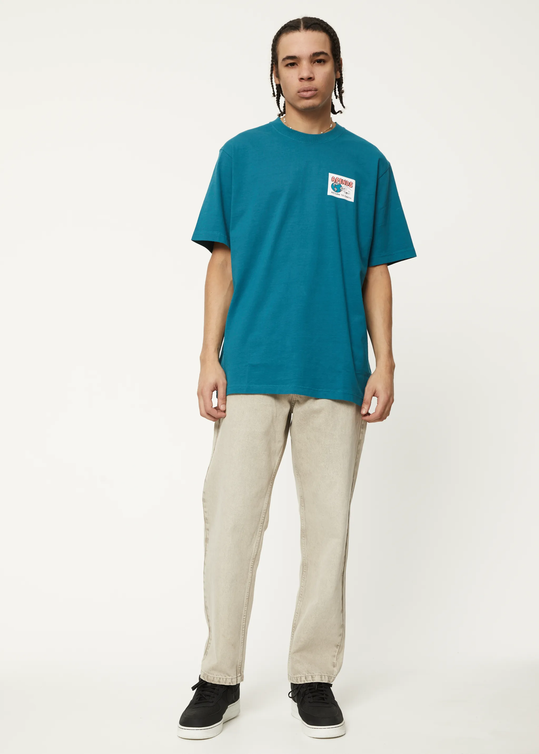 AFENDS Mens Back To It - Retro Graphic Logo T-Shirt - Azure sold by Afends product image thumbnail 3