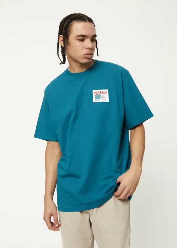 AFENDS Mens Back To It - Retro Graphic Logo T-Shirt - Azure sold by Afends