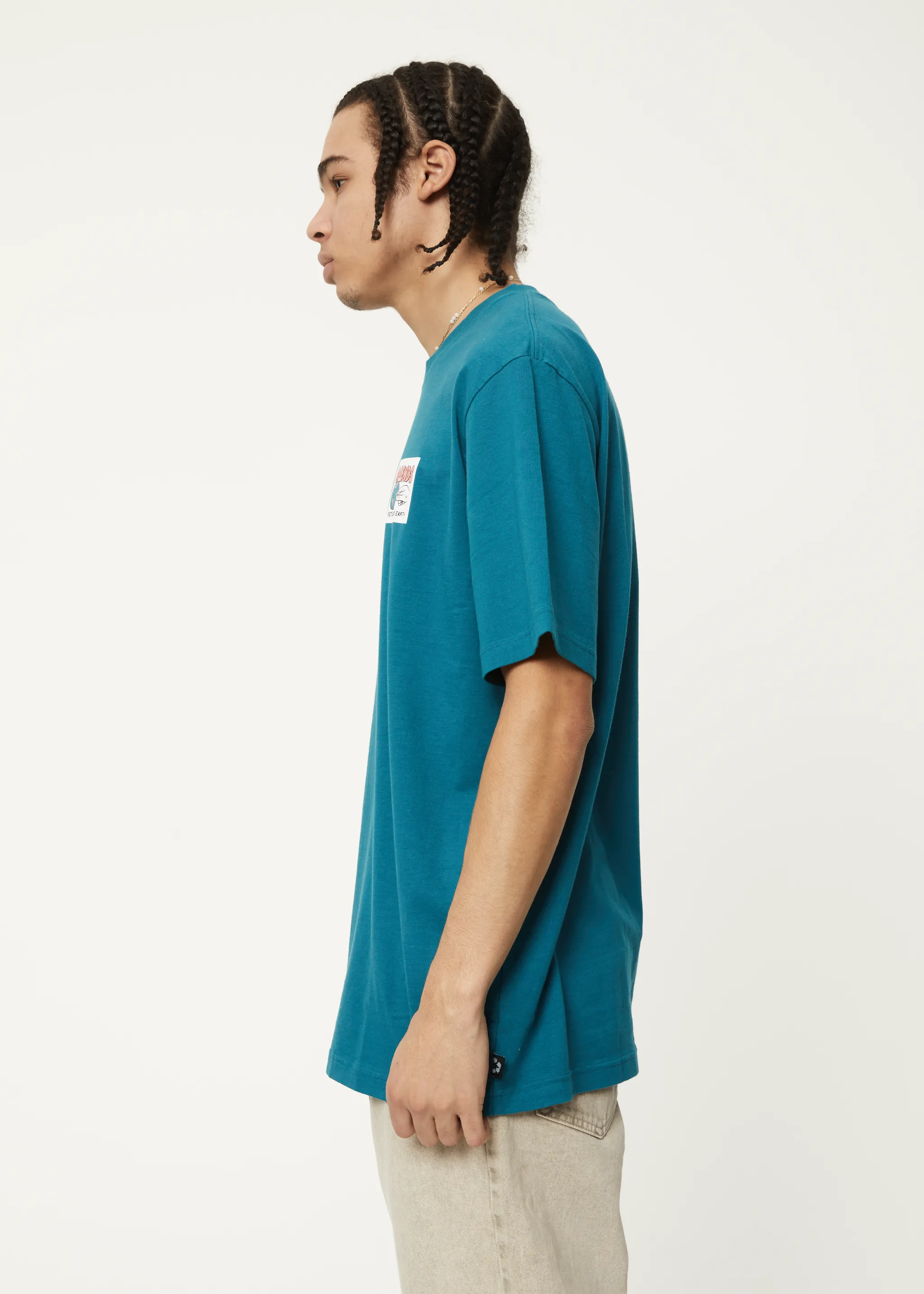 AFENDS Mens Back To It - Retro Graphic Logo T-Shirt - Azure sold by Afends product image thumbnail 4