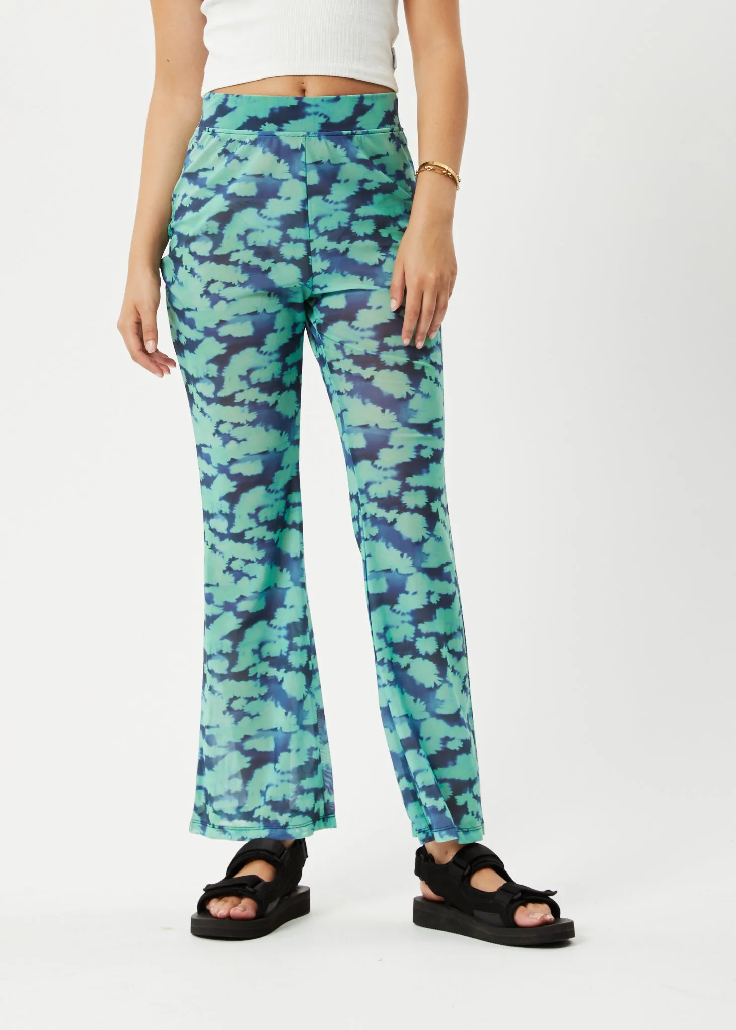 AFENDS Womens Liquid - High Waisted Sheer Pant - Jade Floral sold by Afends product image thumbnail 2