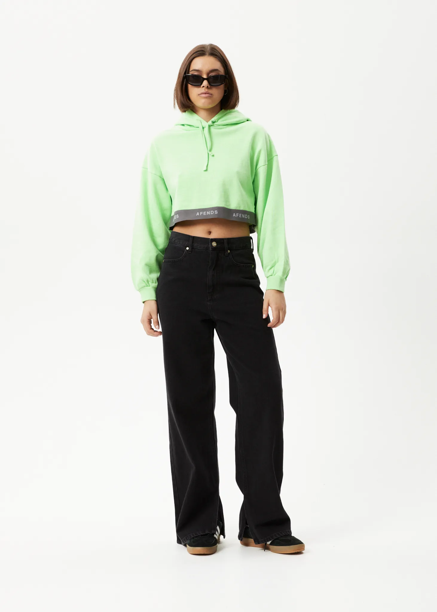 AFENDS Womens Homebase - Cropped Hoodie - Lime Green sold by Afends product image thumbnail 2