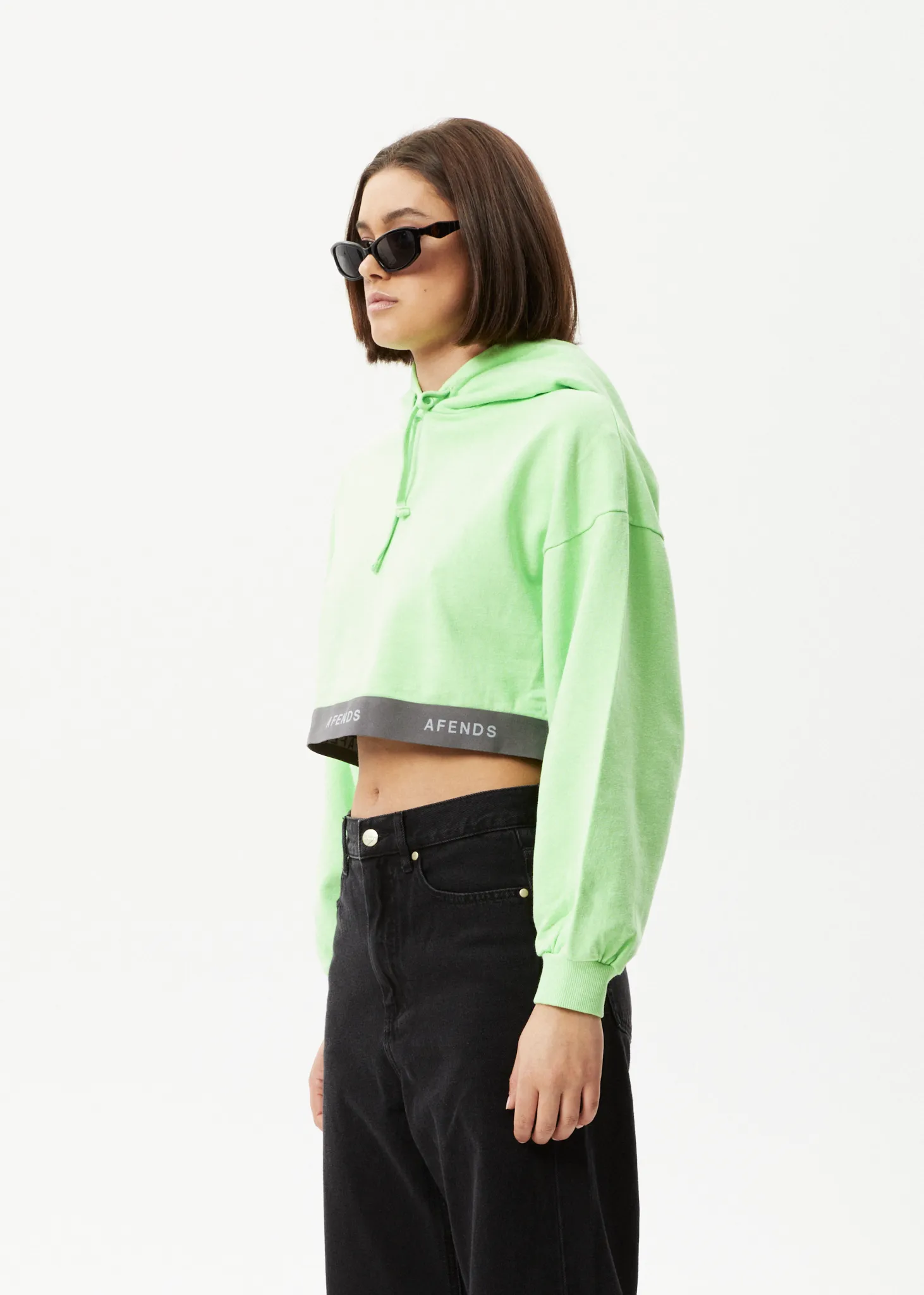 AFENDS Womens Homebase - Cropped Hoodie - Lime Green sold by Afends product image thumbnail 5