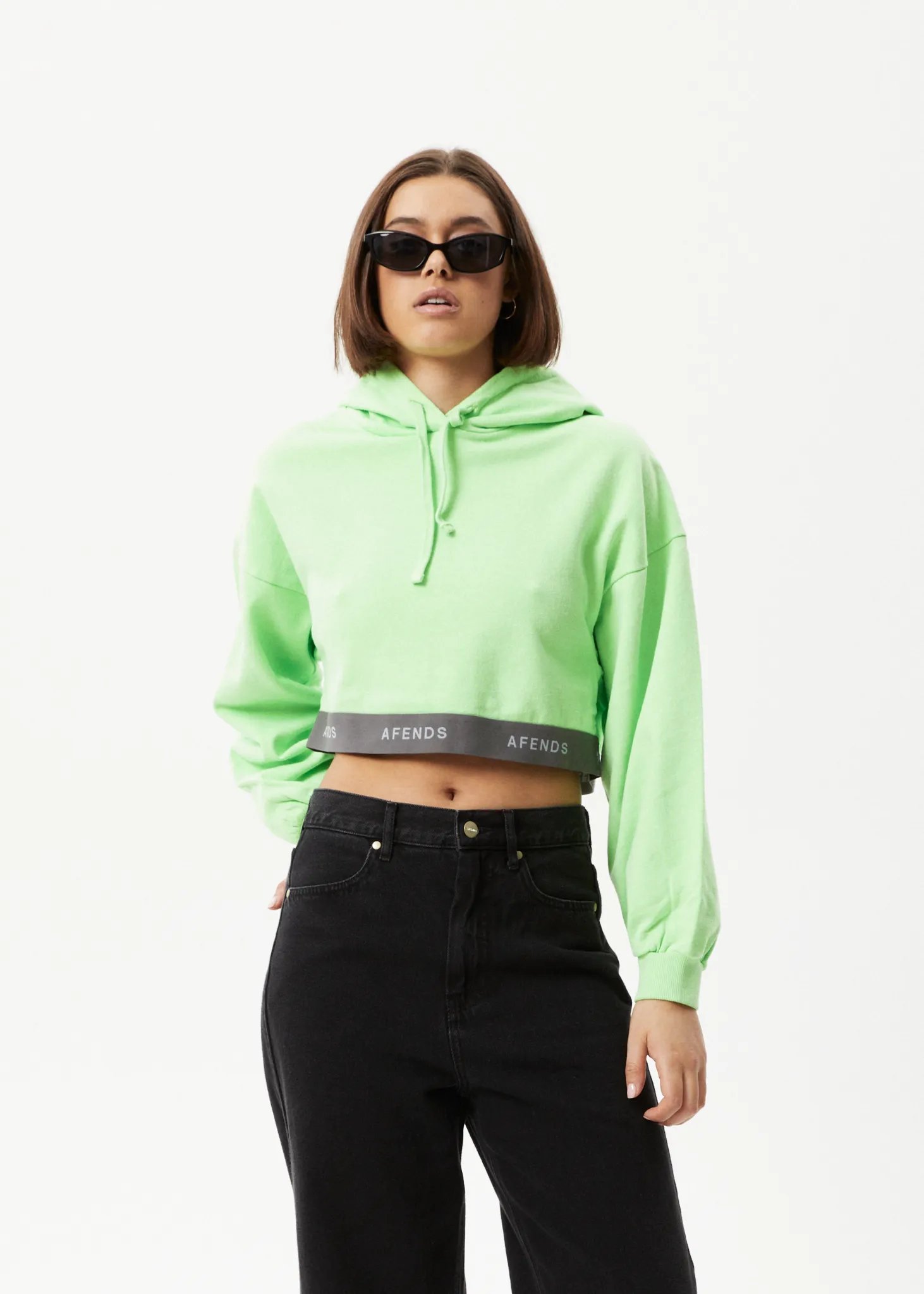AFENDS Womens Homebase - Cropped Hoodie - Lime Green sold by Afends product image thumbnail 3