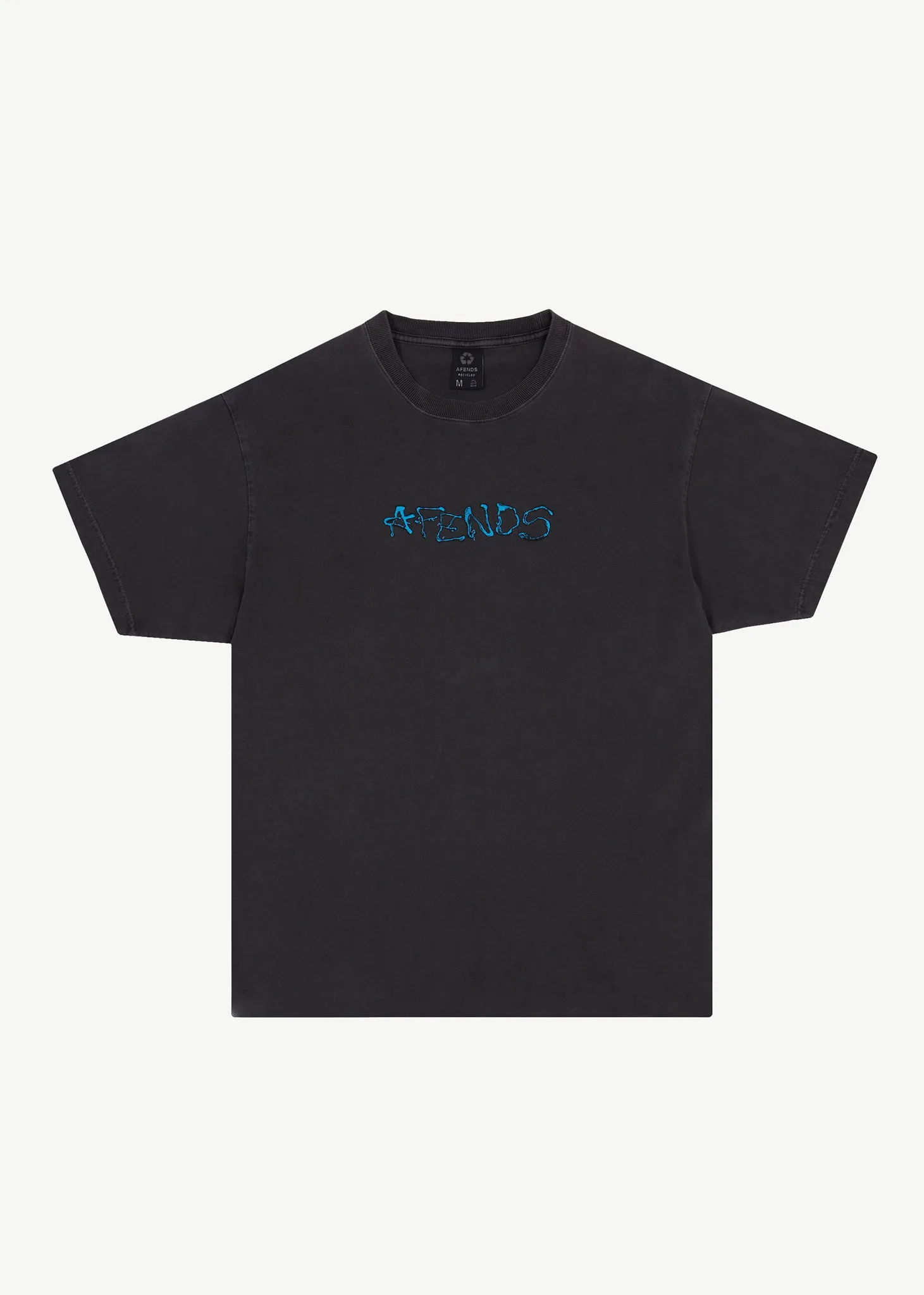 AFENDS Mens Melted - Boxy Logo T-Shirt - Stone Black sold by Afends