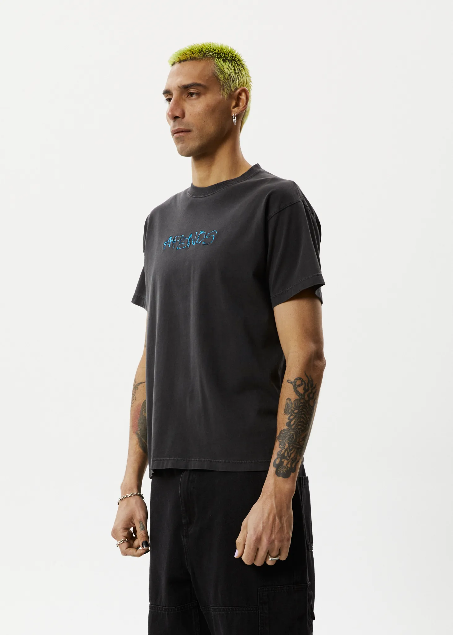 AFENDS Mens Melted - Boxy Logo T-Shirt - Stone Black sold by Afends product image thumbnail 5